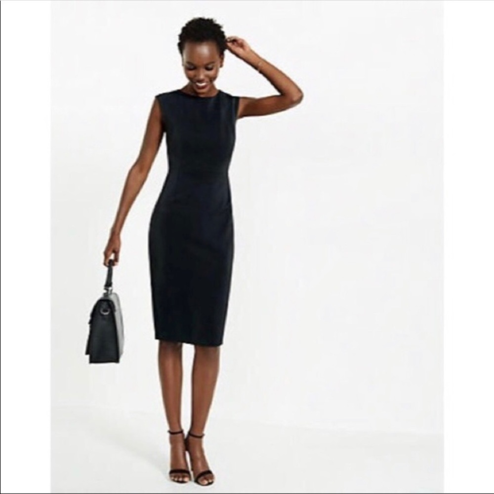 Zipper Back Black Sheath Dress